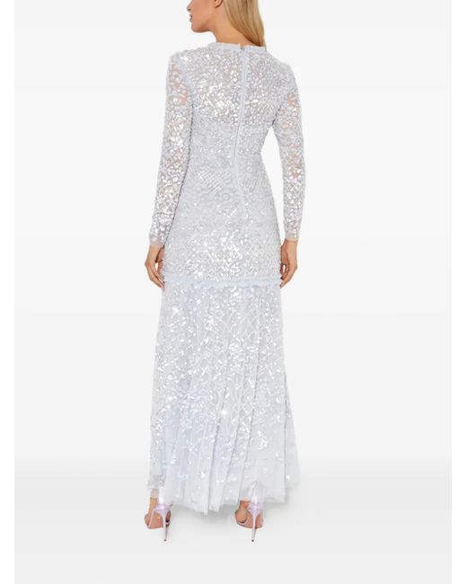 Needle & Thread White Isabella Sequinned Maxi Dress