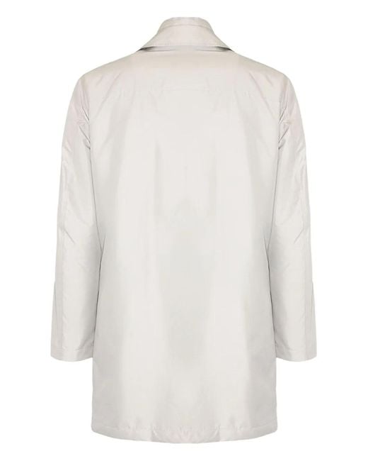Fay White Buttoned Collar Coat for men