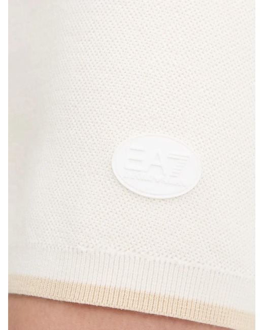 Robe Courte Nervurée À Patch Logo EA7 en coloris White