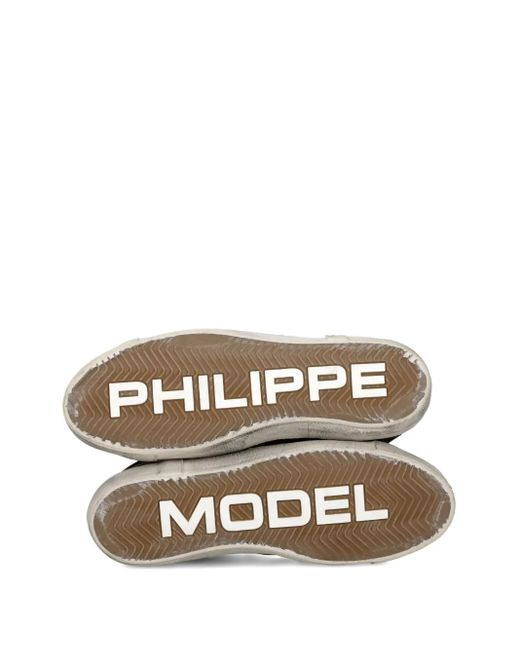 Philippe Model Brown Leather Low-Top Sneakers for men