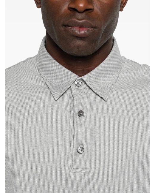 Brioni Gray Buttoned Polo Shirt for men