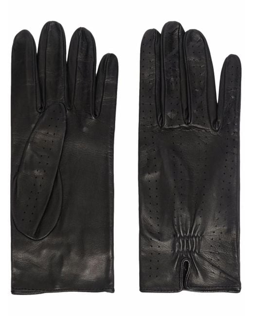 Manokhi Black Perforated Leather Gloves