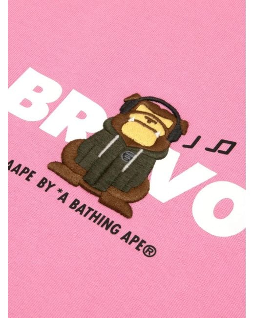 Aape By A Bathing Ape Pink Bravo Monkey-Embellished T-Shirt for men