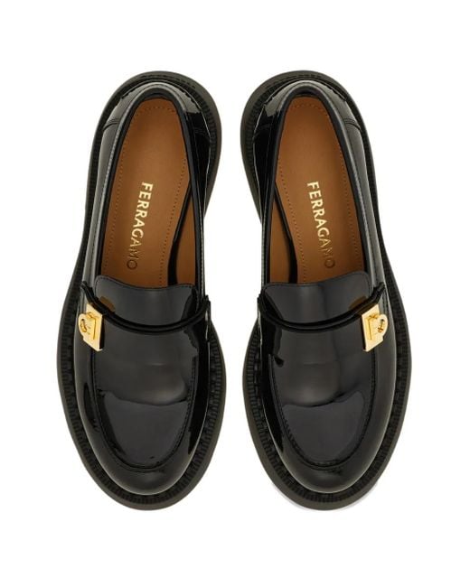 Ferragamo Black Leather Loafers
