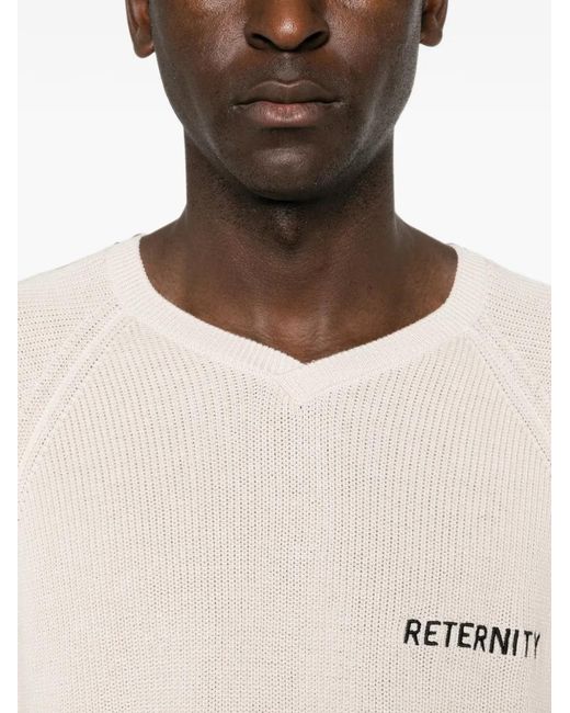 RETERNITY White Logo-Print Raglan-Sleeve Sweater for men