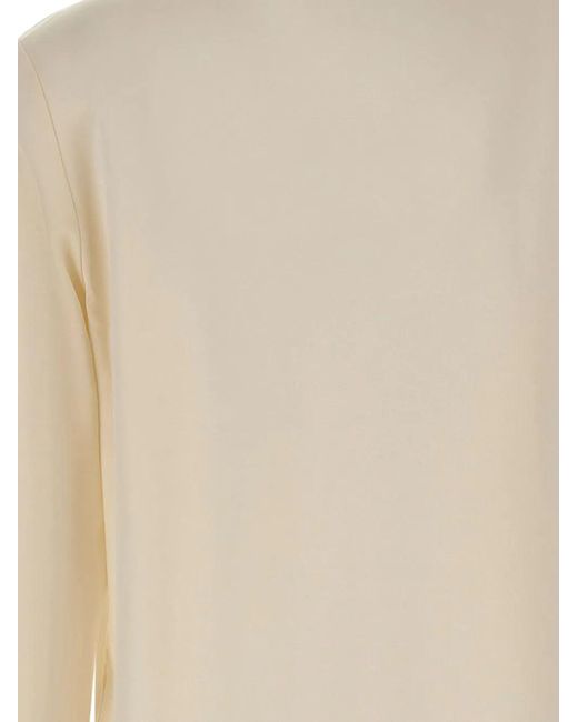 Filippa K White Mandarin-Collar Half-Button Blouse