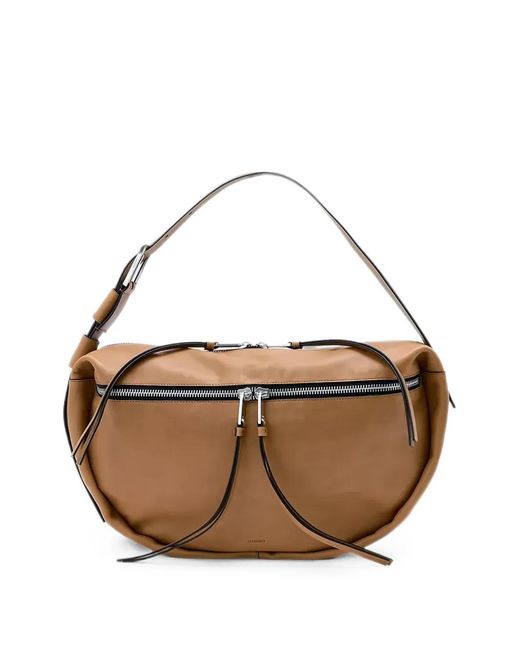 AllSaints Brown Noemie Zip-Detail Tote Bag