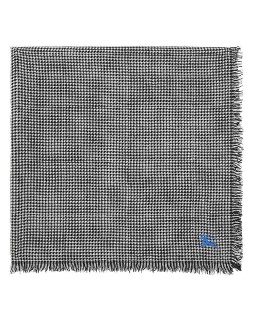 Burberry Gray And White Houndstooth Logo-embroidered Scarf - Unisex - Wool/silk