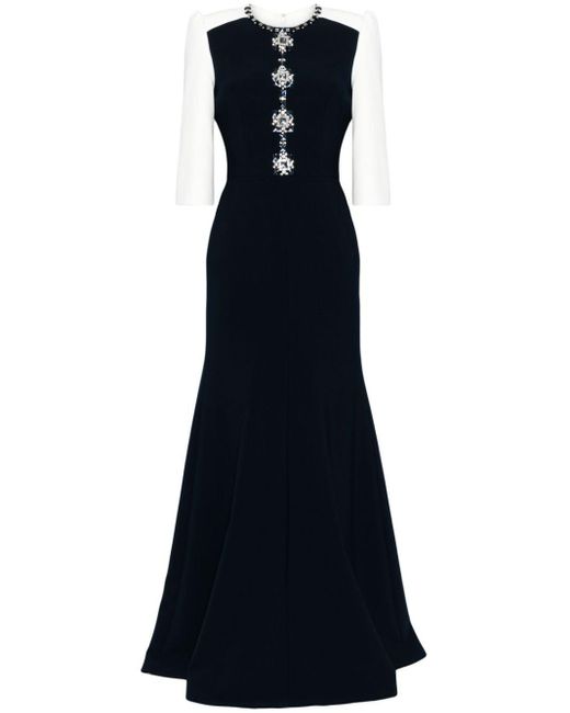 Jenny Packham Blue Capote Crystal-embellished Gown