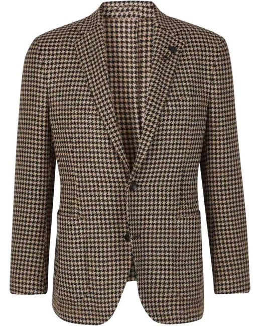 Lardini Black Houndstooth-Pattern Blazer for men