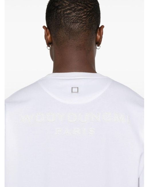 Wooyoungmi White Logo-Appliqué Cotton T-Shirt for men