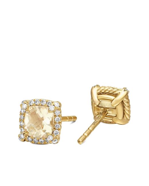 David Yurman Metallic 18Kt Petite Chatelaine Citrine And Diamond Stud Earrings (5Mm)
