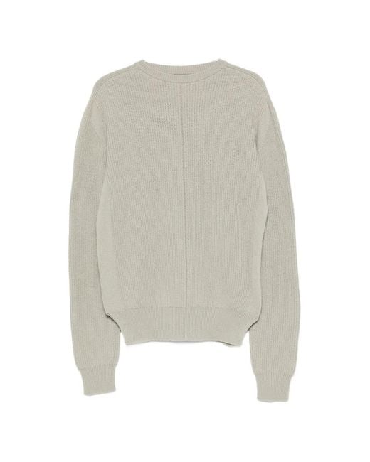 Rick Owens White Ribbed-Knit Panelled Sweater for men