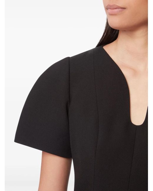 Nina Ricci Black Peplum-Hem Wool Dress