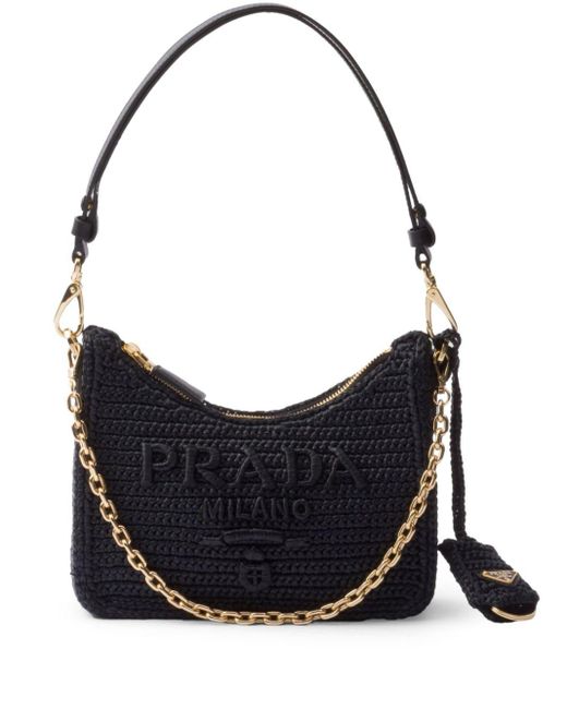 Prada Black Mini Re-edition Crochet Two-way Bag