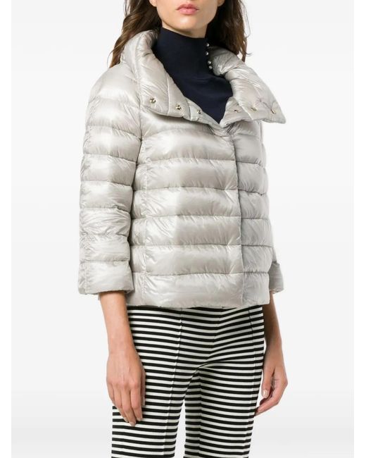 Herno White Zip-Up Padded Puffer Jacket