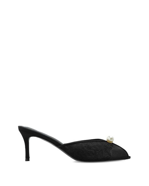 Black Suede Studio Black Debby Peep-Toe Pumps
