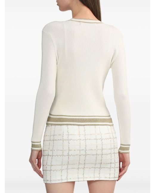 Alessandra Rich White Cable-knit Cardigan