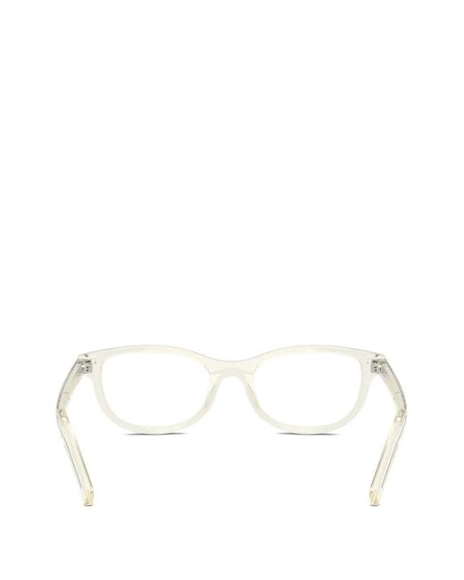 Prada White Brille Mit Eckigem Gestell