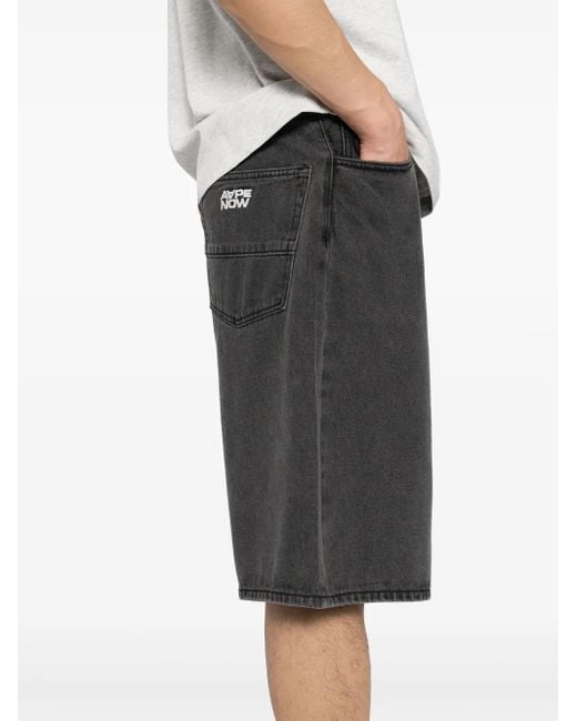 Aape By A Bathing Ape Gray Denim Shorts for men