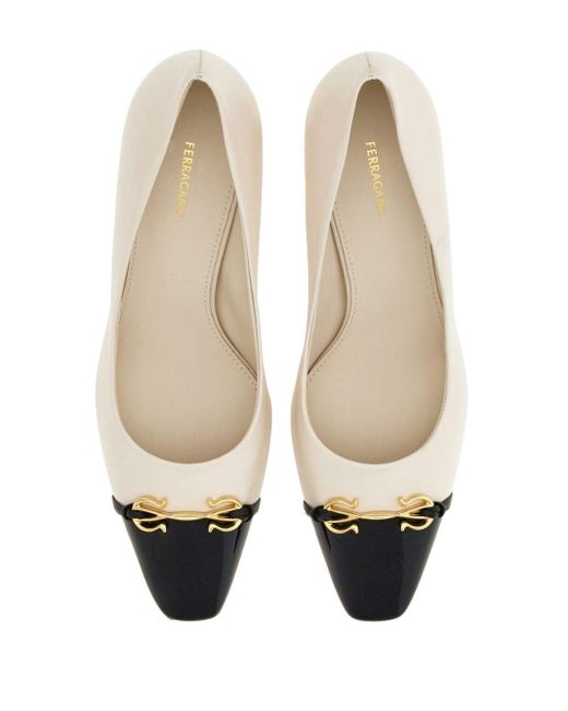 Ferragamo Natural Gancini 60mm Leather Pumps