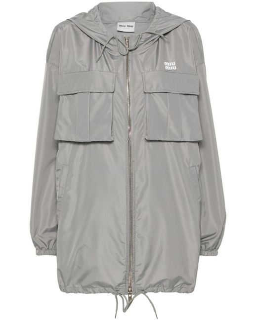 Miu Miu Gray Logo-appliqué Water-repellent Jacket