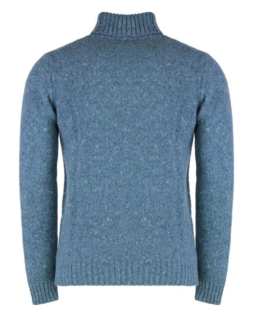 Moorer Blue Turtleneck Ribbed Sweater for men