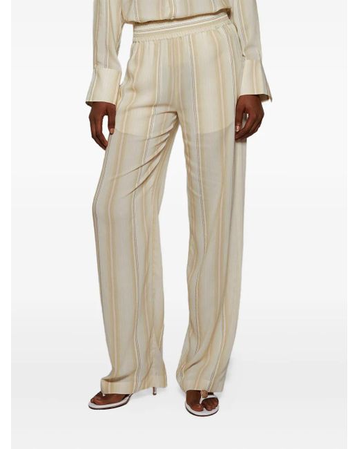 Victoria Beckham Gestreepte Broek Met Elastische Taille in het White