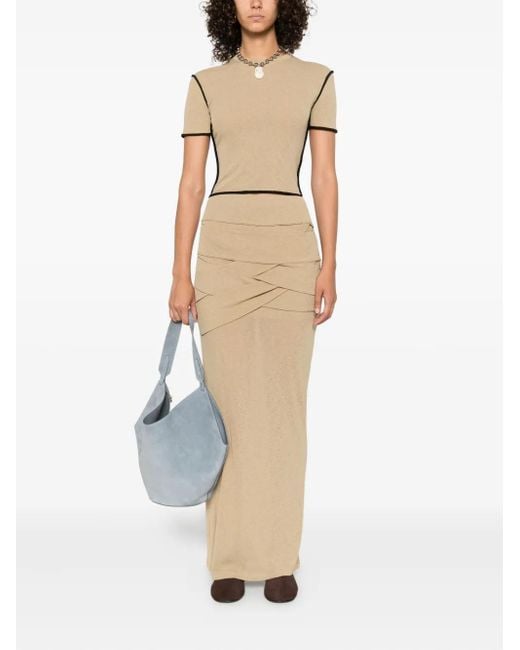 Nanushka Natural Draped-Panel Maxi Skirt