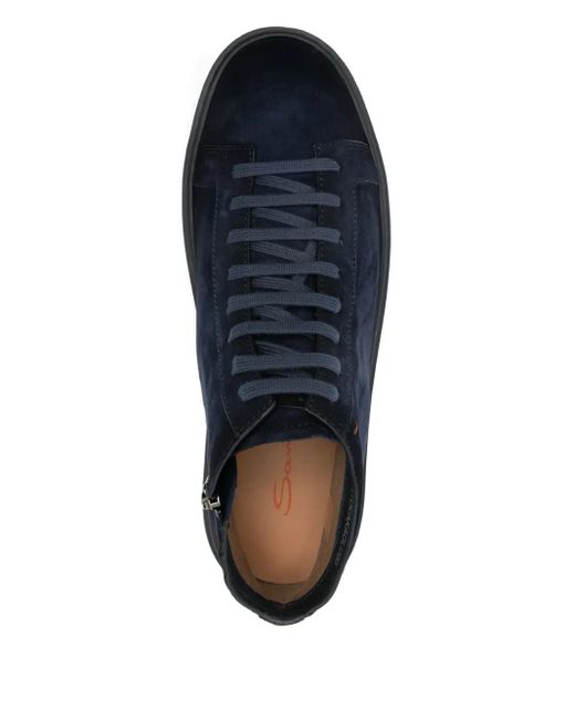 Santoni Blue Suede Sneakers for men