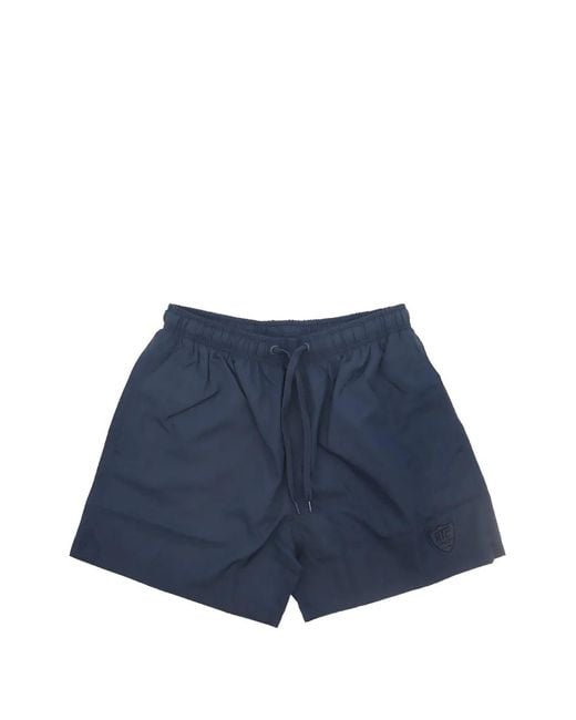 HTC Blue Logo-Patch Drawstring Swim Shorts for men