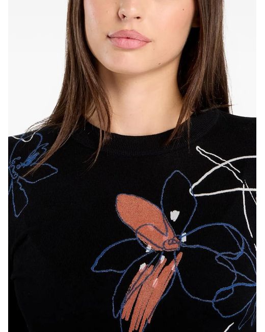 Desigual Black Arty Floral-Print Sweater