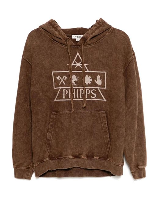 Stain Shade Brown Embroidered Hoodie for men