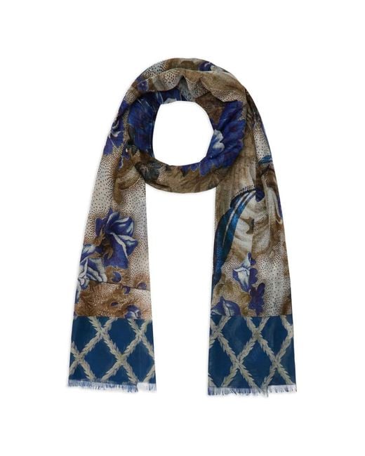 Pierre Louis Mascia Blue Hawnbci Floral-Print Scarf