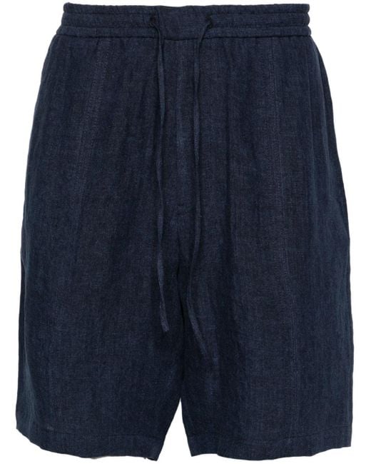 Emporio Armani Blue Wide-leg Linen Shorts for men