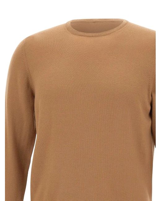 Gran Sasso Brown Wool Crew-Neck Sweater for men