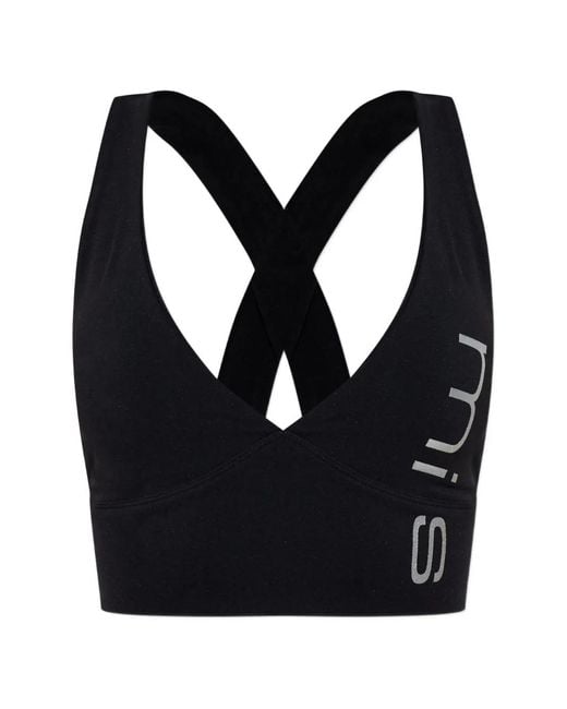 M I S B H V Black Brassière De Sport À Logo Imprimé