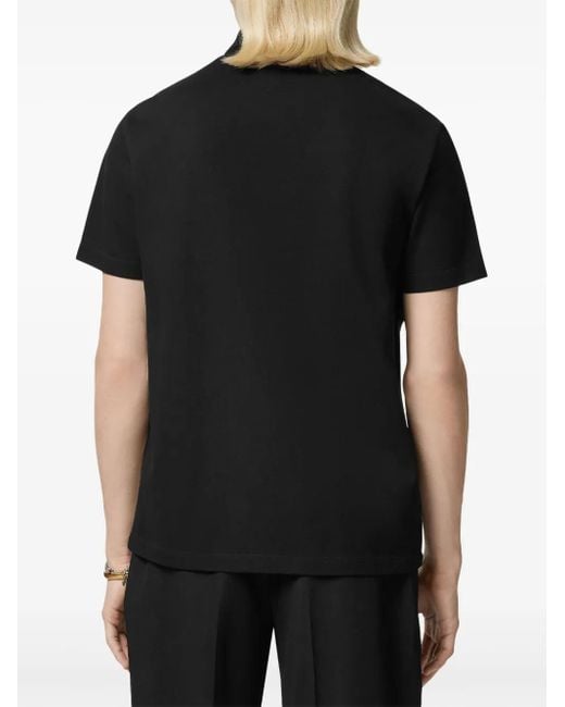 Versace Black Short-Sleeve Polo Shirt With Embroidered Emblem for men