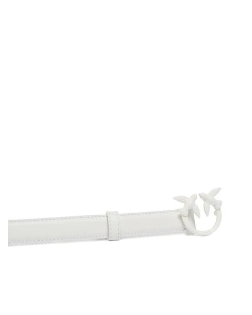 Pinko White Thin Colour-Block Love Birds Leather Belt