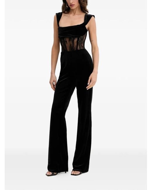 retroféte Black Leni Velvet Jumpsuit
