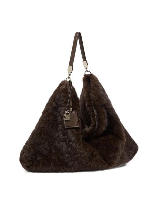 Liu Jo Black Large Faux-Fur Bag