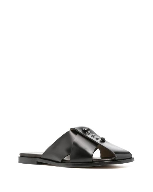 Hereu Black Corema Leather Mules