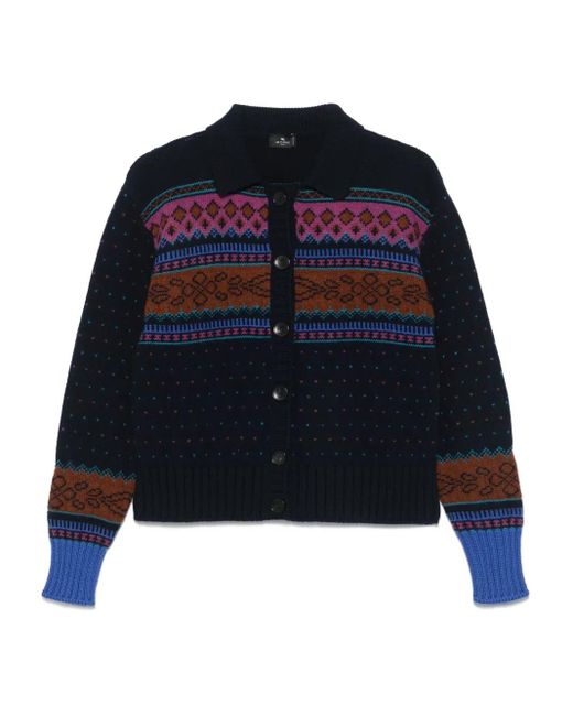 Etro Blue Wool Cardigan