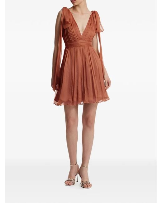 Framboise Red Tie-Detail V-Neck Dress