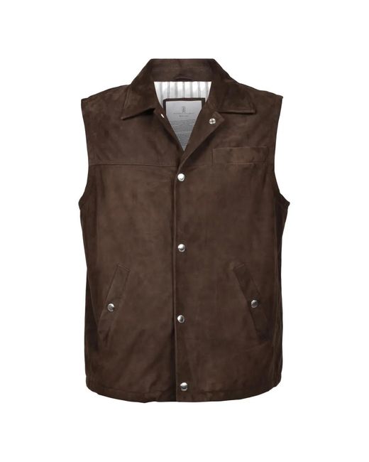 Brunello Cucinelli Brown Suede Gilet for men