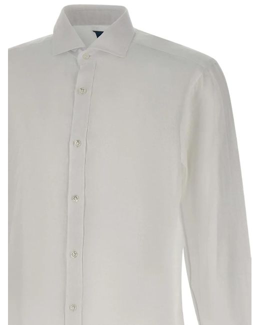 Barba Napoli White Linen Shirt for men