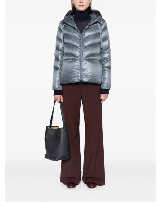 Herno Blue Hooded Puffer Coat