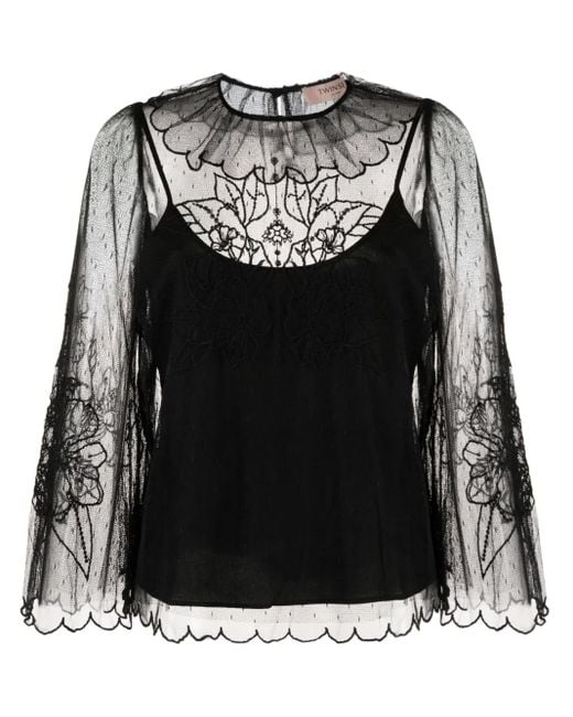 Twinset Black Bluse Im Layering-Look
