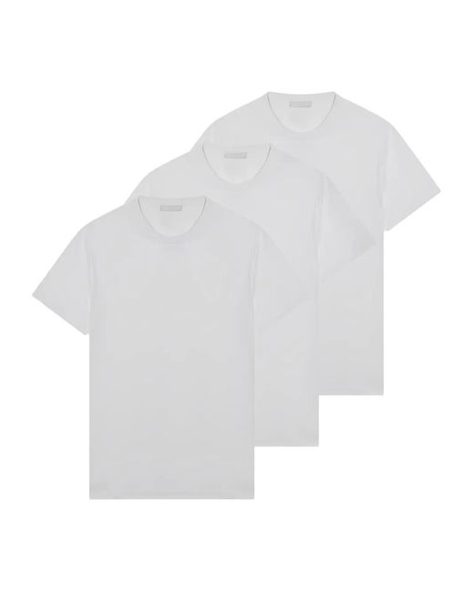 Prada White Three-Pack Cotton T-Shirts for men