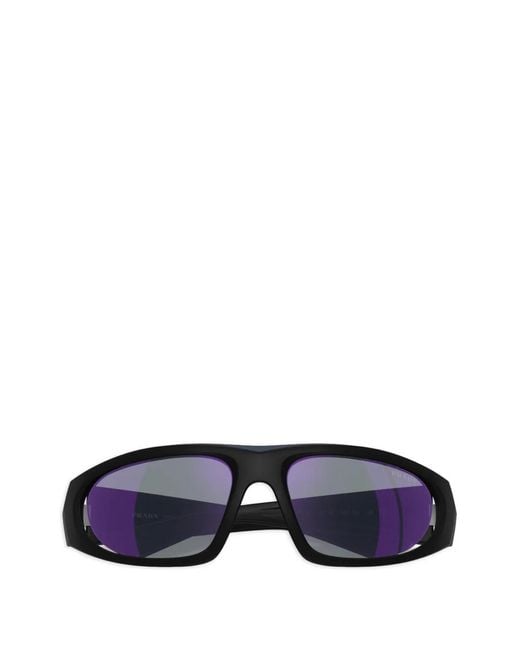Prada Linea Rossa Black Rectangle Logo Sunglasses for men
